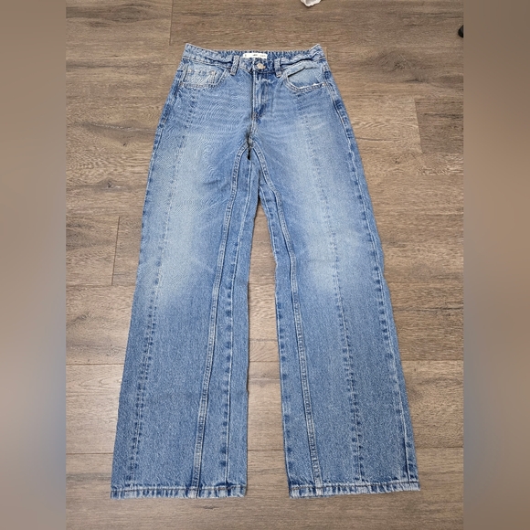Mango Denim - MNG Mid Rise Wide Leg Jeans Womens Size 2 Lightwash